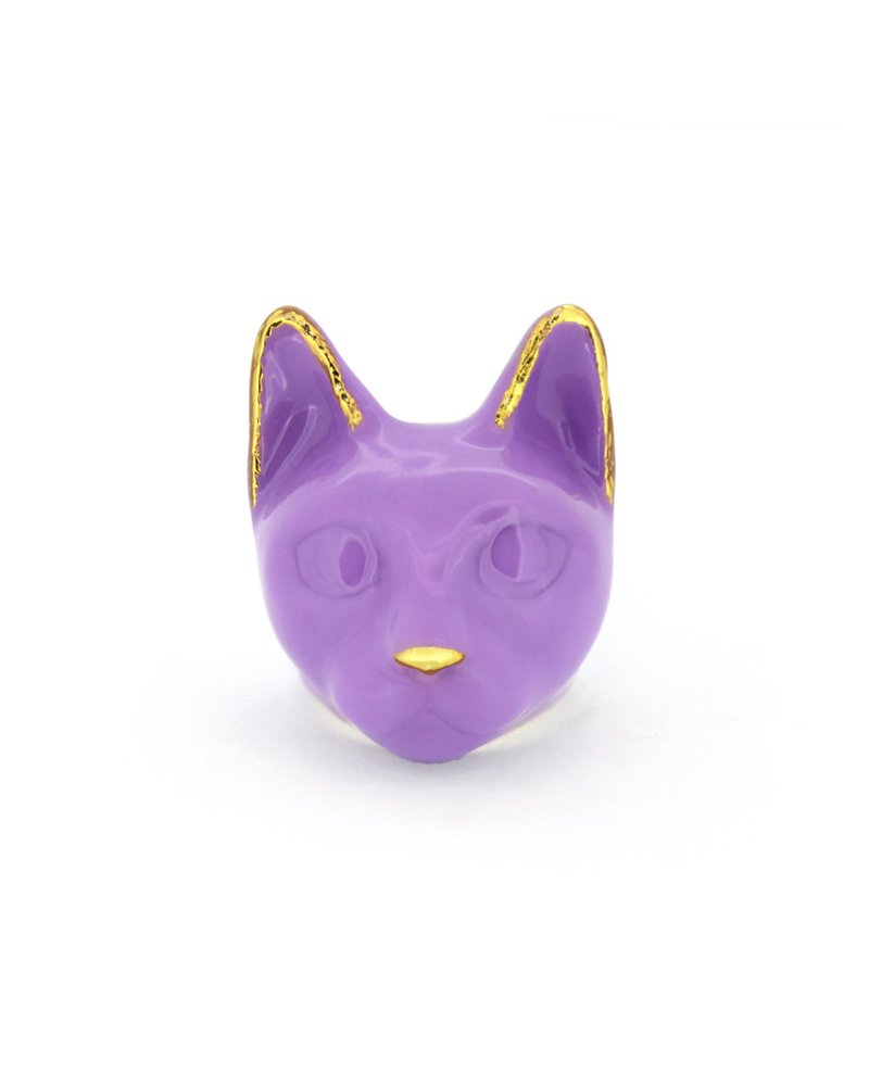 Lavender Cat Ring MurMurMarch Pastel Purple Enamel Cat ring Statement ring Arts - General Rings - Other Metals Purple