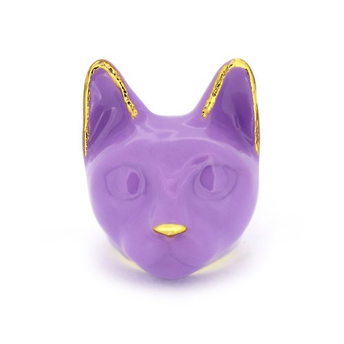 GOODAFTERNINE Lavender Cat Ring MurMurMarch Pastel Purple Enamel Cat ring Statement ring Arts