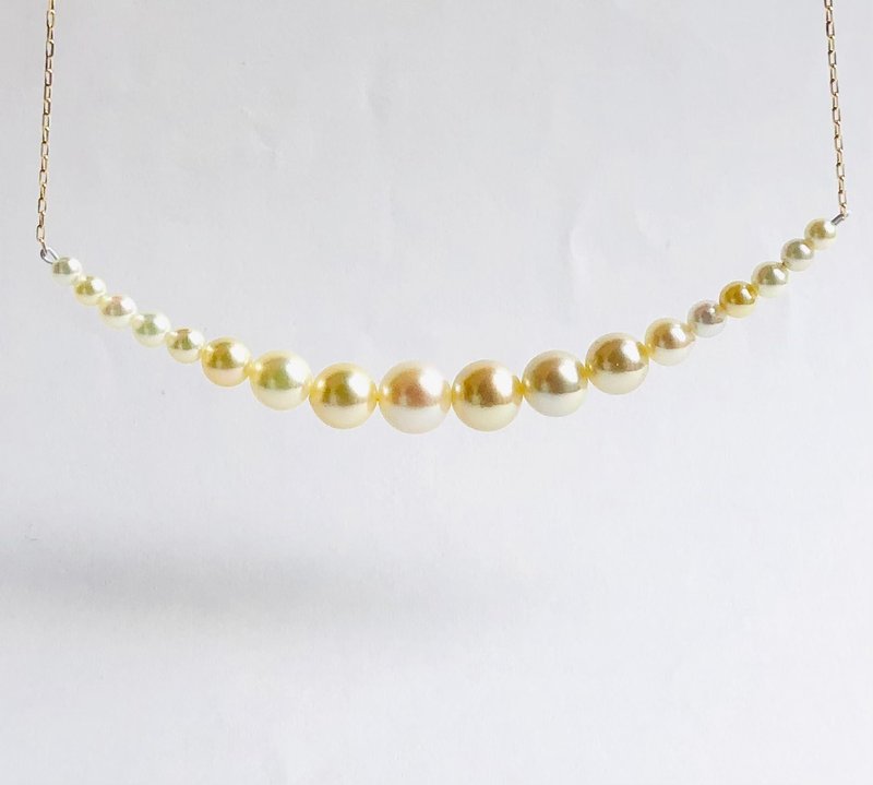 【 Ltd.price】Akoya pearl  gradationnecklace  750 海水真珠 日本産 - 項鍊 - 珍珠 金色