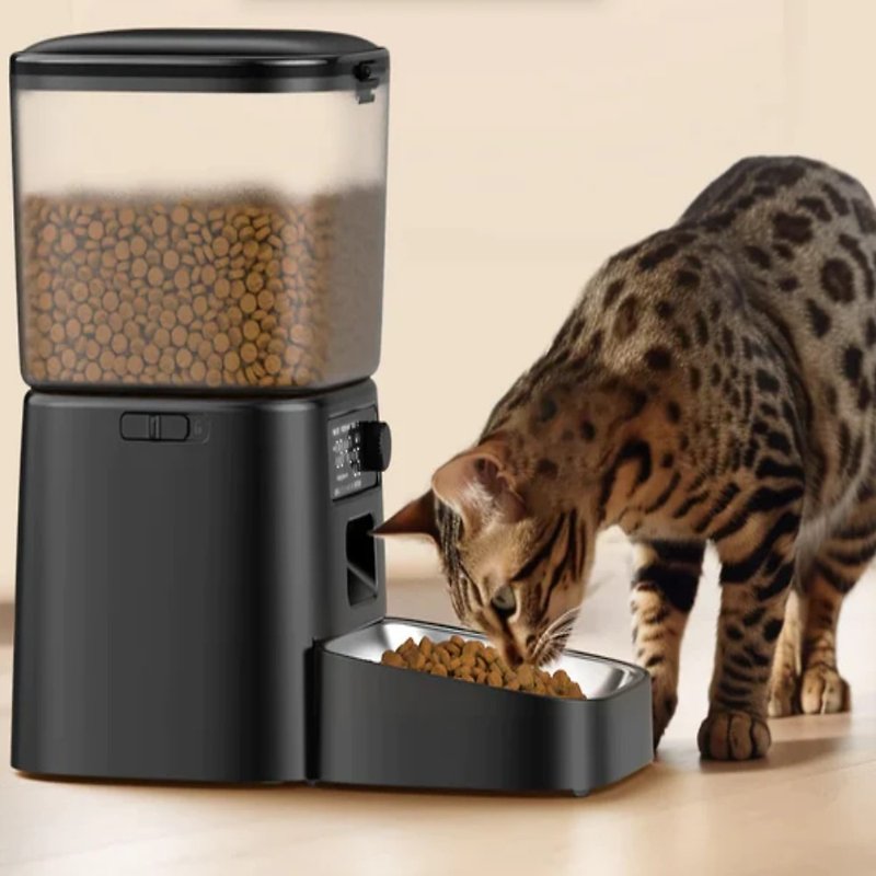 [Automatic food dispensing machine] Automatic dialing cat food dispenser | Scheduled food dispensing│Multiple connection methods - Pet Bowls - Plastic White