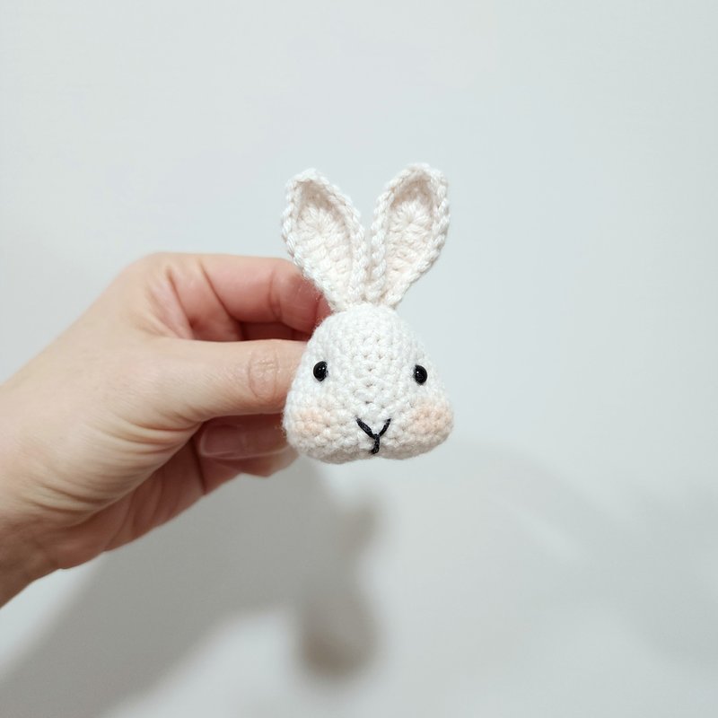 Cute bunny head pin - Badges & Pins - Cotton & Hemp White