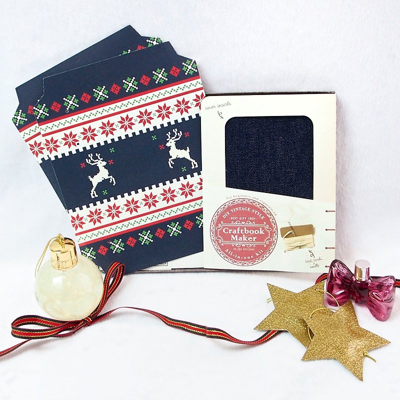 Christmas Edition Craftbook Maker (Bind Your Own Notebook Kit) - Christmas Jumper Pattern - งานไม้/ไม้ไผ่/ตัดกระดาษ - กระดาษ สีน้ำเงิน