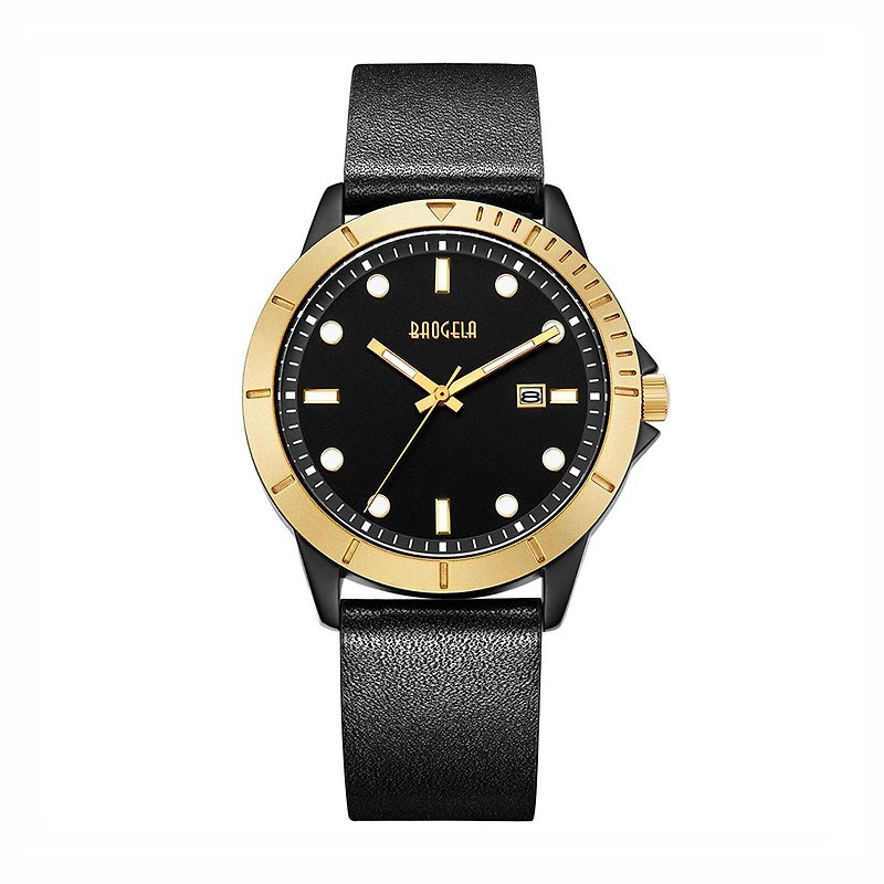 BAOGELA - DISCOVER Collection Gold Black Dial / Black Leather Watch - Men's & Unisex Watches - Other Materials Gold