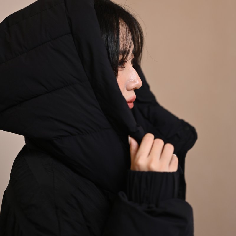 Layered stitching-down jacket-black - Women's Casual & Functional Jackets - Polyester Black