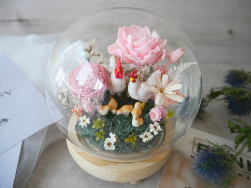 自取優先__乾燥花玻璃罩夜燈【幸福好起家】新婚禮物/帶路雞/歸寧 - 燈具/燈飾 - 植物．花 粉紅色