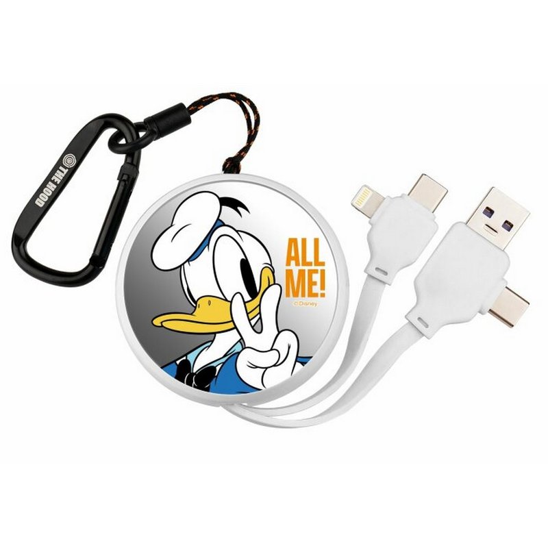 迪士尼 唐老鴨 PD快充多合一伸縮鏡面充電線 便攜可伸縮式 - 行動電源/充電線 - 其他材質 白色