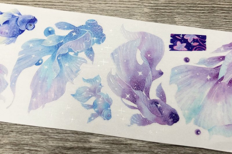 渺渺 金魚 和紙膠帶 手帳 拼貼素材 10米卷 Kuma熊口組 - 紙膠帶/和紙/PET - 紙 多色