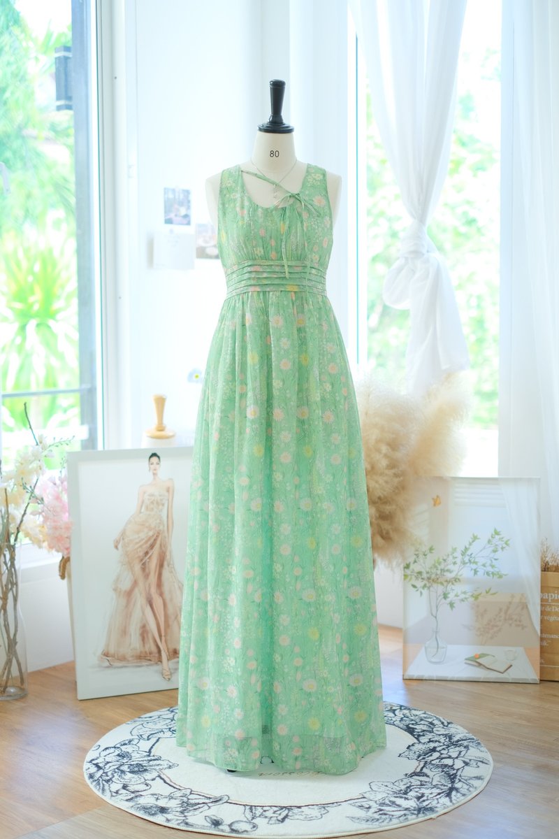 White floral bridesmaid dress Maxi floral party wedding dress Summer dress - 洋裝/連身裙 - 聚酯纖維 白色