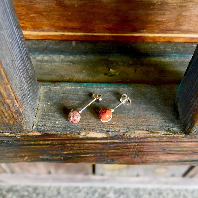 Winding - Ocean Jasper - Earrings & Clip-ons - Gemstone Red