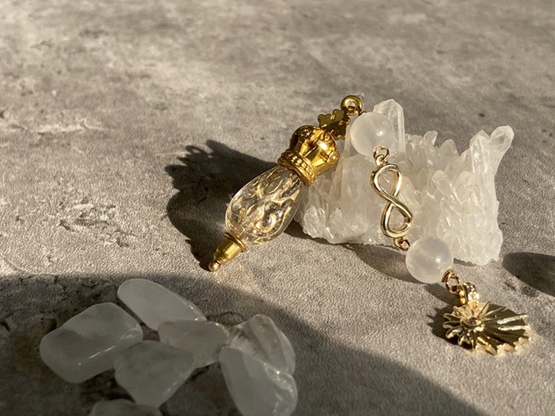 【Archangel Melchizedek. Transparent Gypsum Pendulum】Eternal Lord of Light, Guardian of Angels|Short Chain - สร้อยคอ - วัสดุอื่นๆ สีทอง