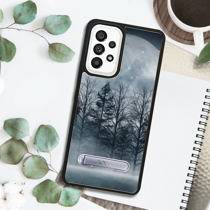 Samsung A55/A54/A35/A34/A25 5G 減震立架手機殼-夜月 - 手機殼/手機套 - 其他材質 多色