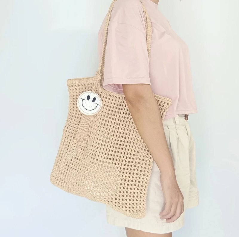 鉤針網袋、鉤針托特網袋 - 手袋/手提包 - 棉．麻 