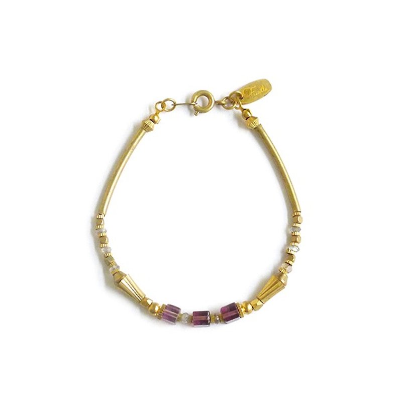 Ficelle | Hand-made brass natural stone bracelet | [Amethyst] Plato's ideal shackle - Bracelets - Gemstone 