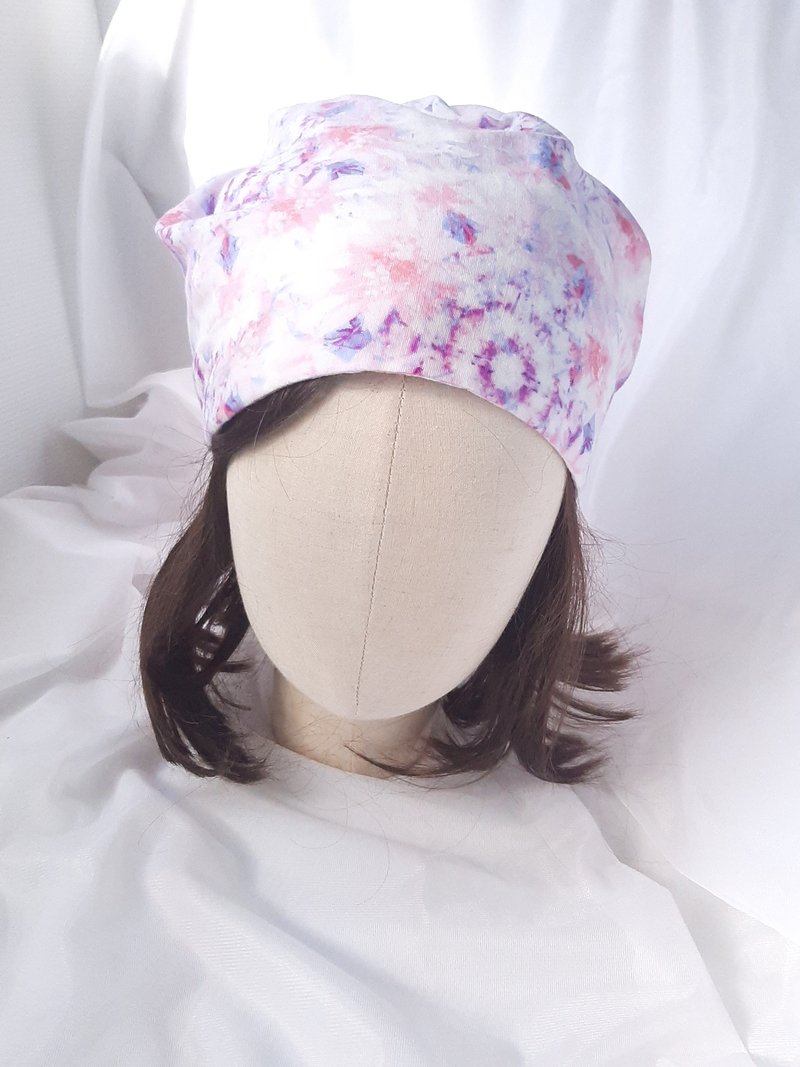 Pink sfumato pattern double yarn turban hat - Hats & Caps - Cotton & Hemp Pink