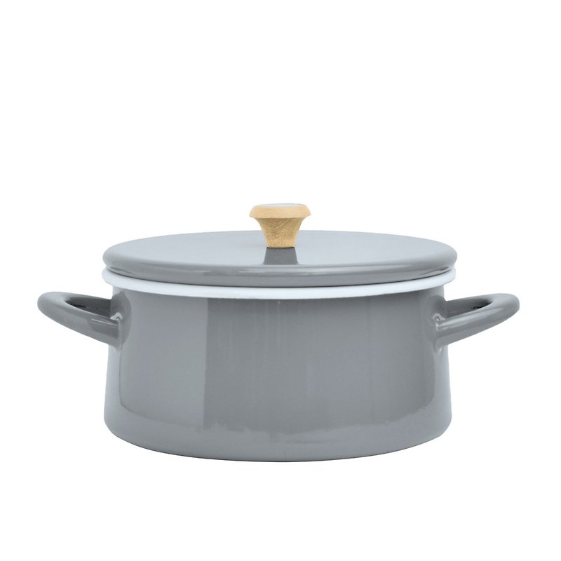 CB Japan will series 珐琅 wood binaural soup pot fashion gray - Cookware - Enamel Gray
