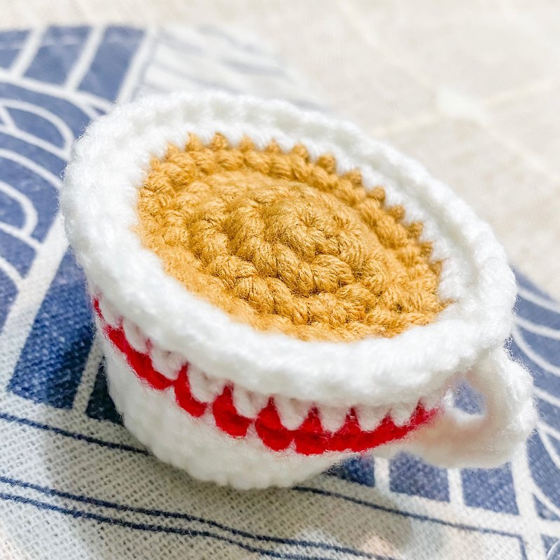 [DIY Material Pack] Exclusive Design | Hand Crocheted Hong Kong Style Milk Tea Key Chain Material Pack - เย็บปัก/ถักทอ/ใยขนแกะ - วัสดุอื่นๆ สีนำ้ตาล