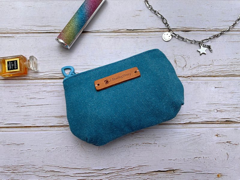 [Handmade] Xiaofan Coin Purse Storage Bag Small Purse Turkish Blue Washed Canvas - Coin Purses - Cotton & Hemp 