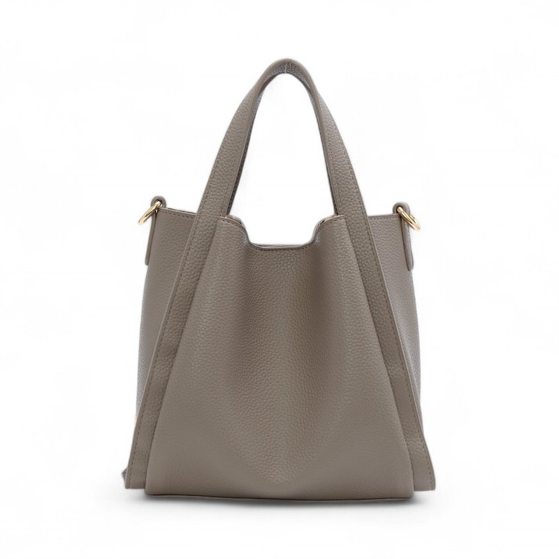 ANNA DOLLY small hand tote bag dark gray - กระเป๋าถือ - วัสดุอื่นๆ สีเทา