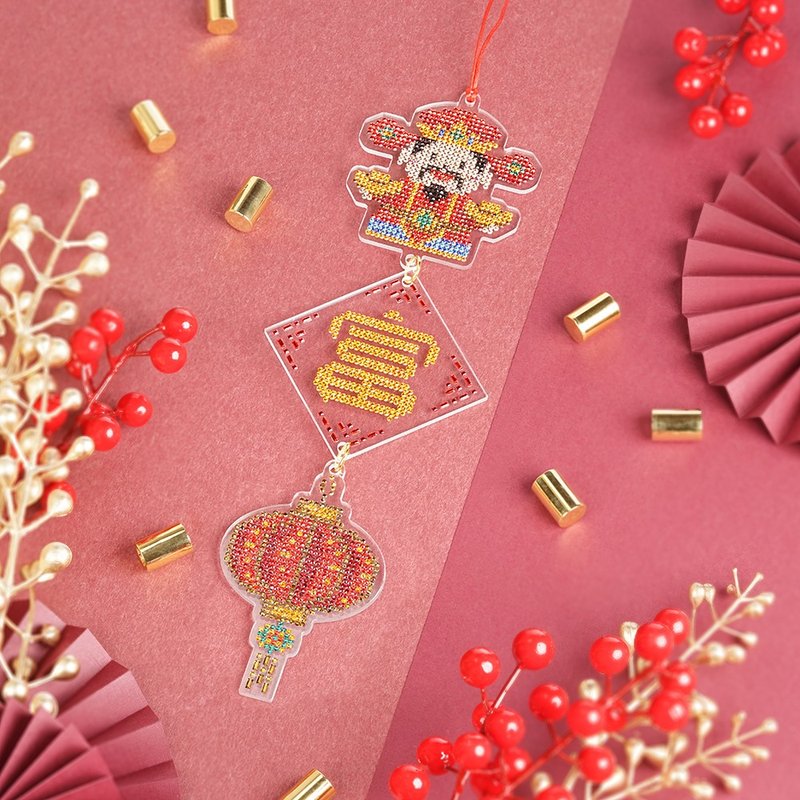 Rhinestone Craft Chinese New Year Hanging Decoration Series | SET - E - อื่นๆ - วัสดุอื่นๆ สีแดง