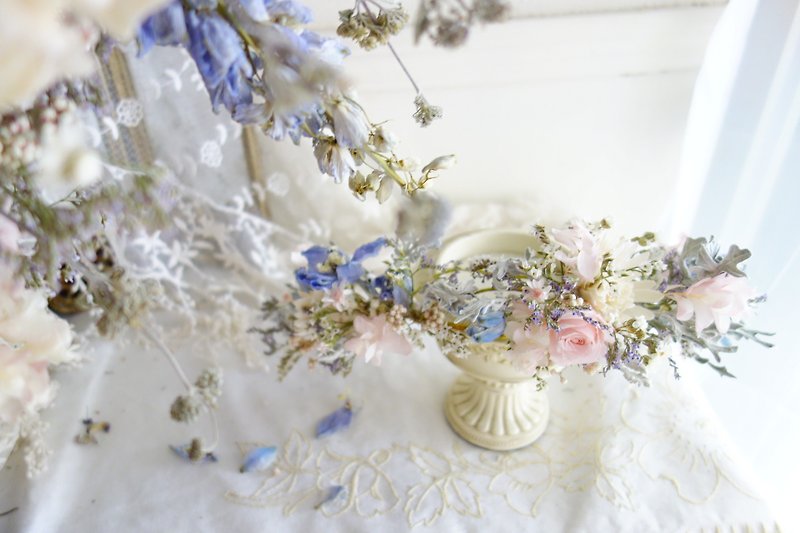 Wedding floral decoration-temperament pink blue fairy garland - Hair Accessories - Plants & Flowers Pink