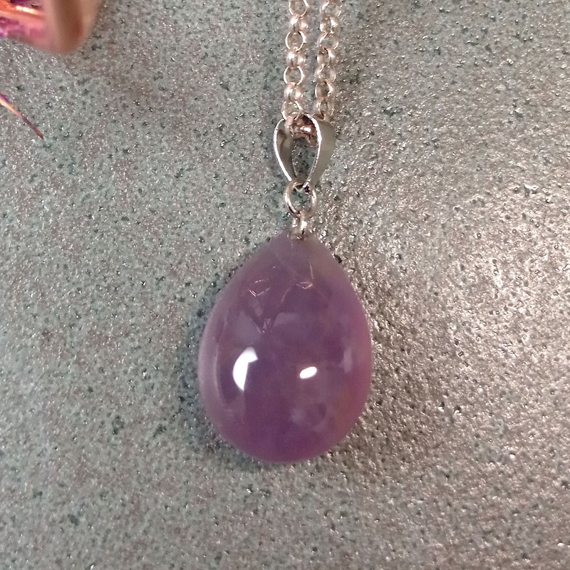 Styling Design Jade Pendant - Water Drop Flower Purple Jade/Drip Water Wearing Stone Water Drop Necklace is simple and easy to match and can be worn on both sides - สร้อยคอ - หยก สีม่วง