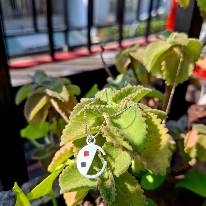 手工銀飾 雙色琺瑯 客製化 背面可刻字 - 項鍊 - 銀 