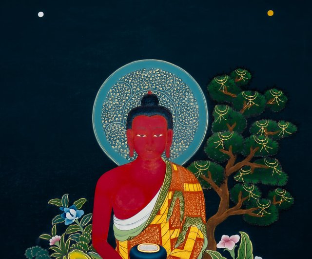 阿弥陀仏の光 霊的な指導のためのタンカ絵画 - ショップ Boudha