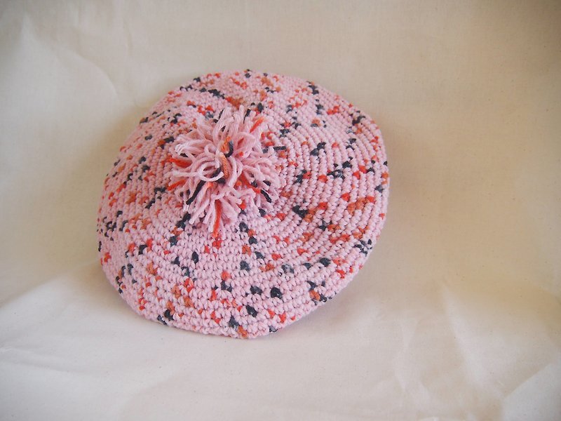 ピンクチーズ - かぎ針編みのベレー帽 - 帽子 - ウール ピンク