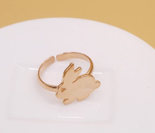 CASO JEWELRY Handmade little Bunny Ring - Pink gold plated , Little Me by CASO jewelry