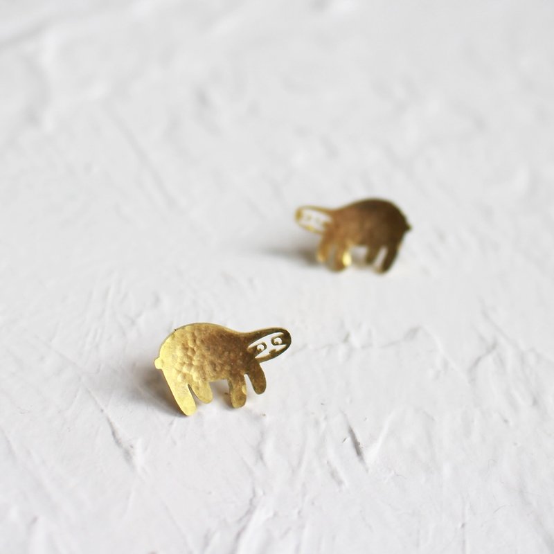 Sloth Earrings I Story_Argue - Earrings & Clip-ons - Copper & Brass Gold