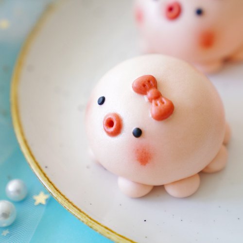 美姬饅頭 美姬饅頭 章魚妹妹鮮乳造型芝麻包 一盒6入