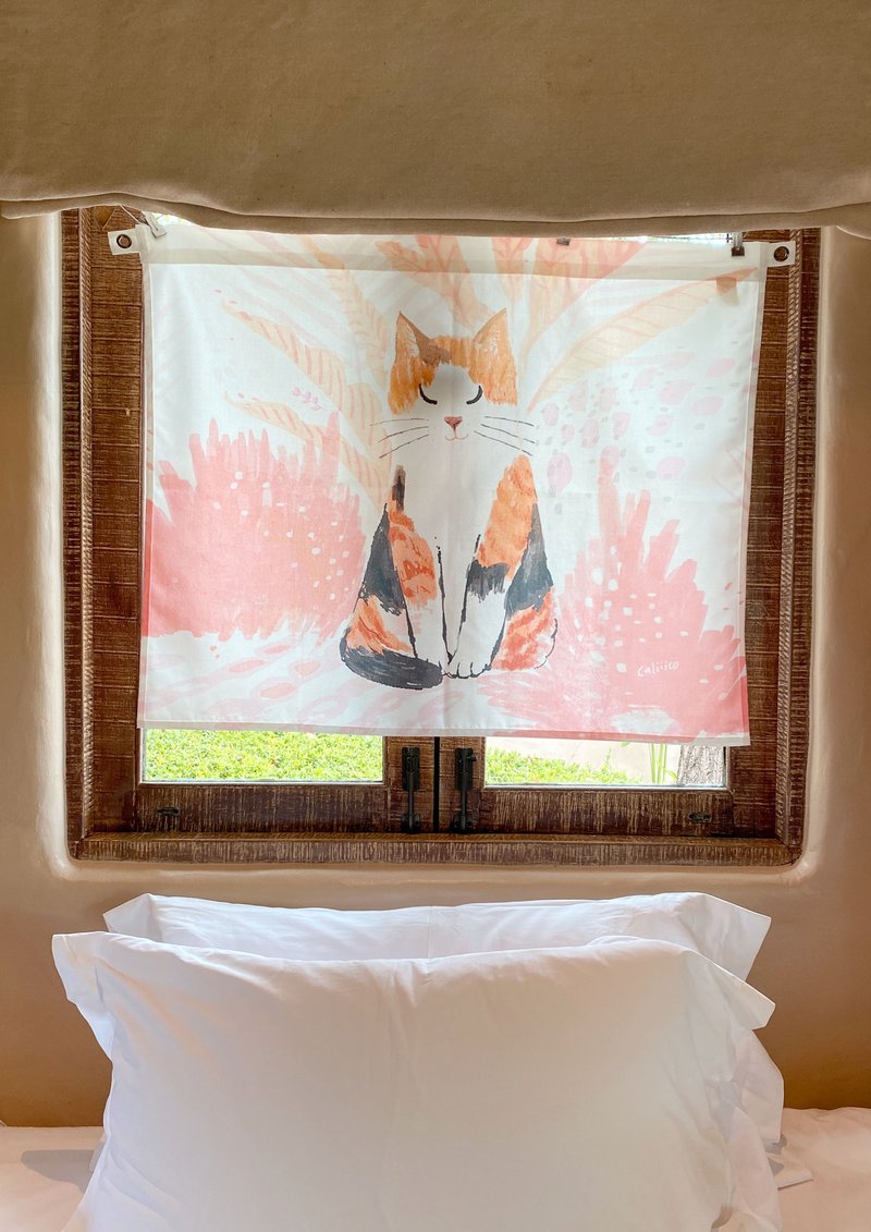 Decorative fabric with Two cat  Fabric wall decoration W100 cm.x H75cm. - 壁貼/牆壁裝飾 - 聚酯纖維 橘色