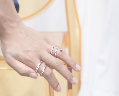 Majade Jewelry Design 純銀螺旋玫瑰金戒指 925寬版情侶戒指 漩渦螺旋戒指 純銀男女戒指