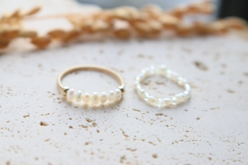 Ring Pearl Gold Crystal - Remembrance Day - - แหวนทั่วไป - ไข่มุก ขาว
