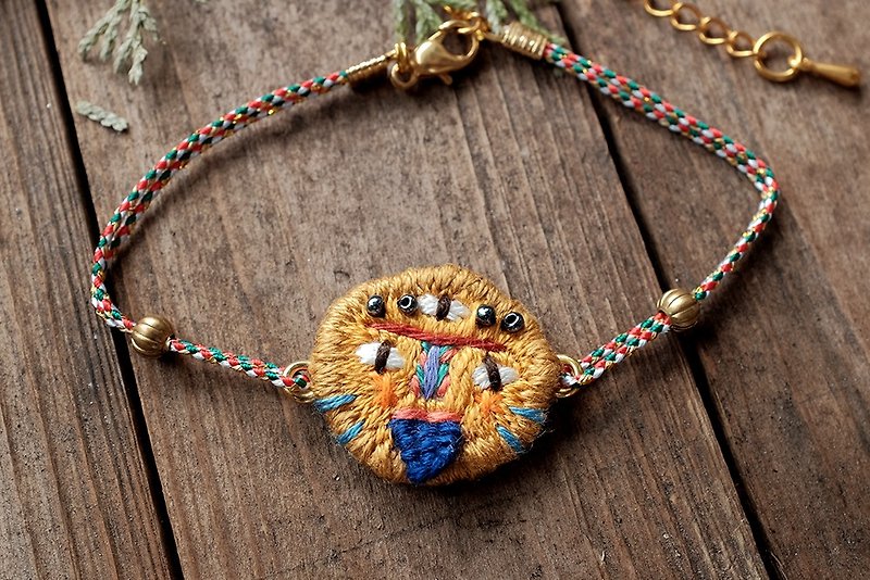 by.dorisliu forest patron god sun god hand embroidery bracelet - Bracelets - Thread Multicolor