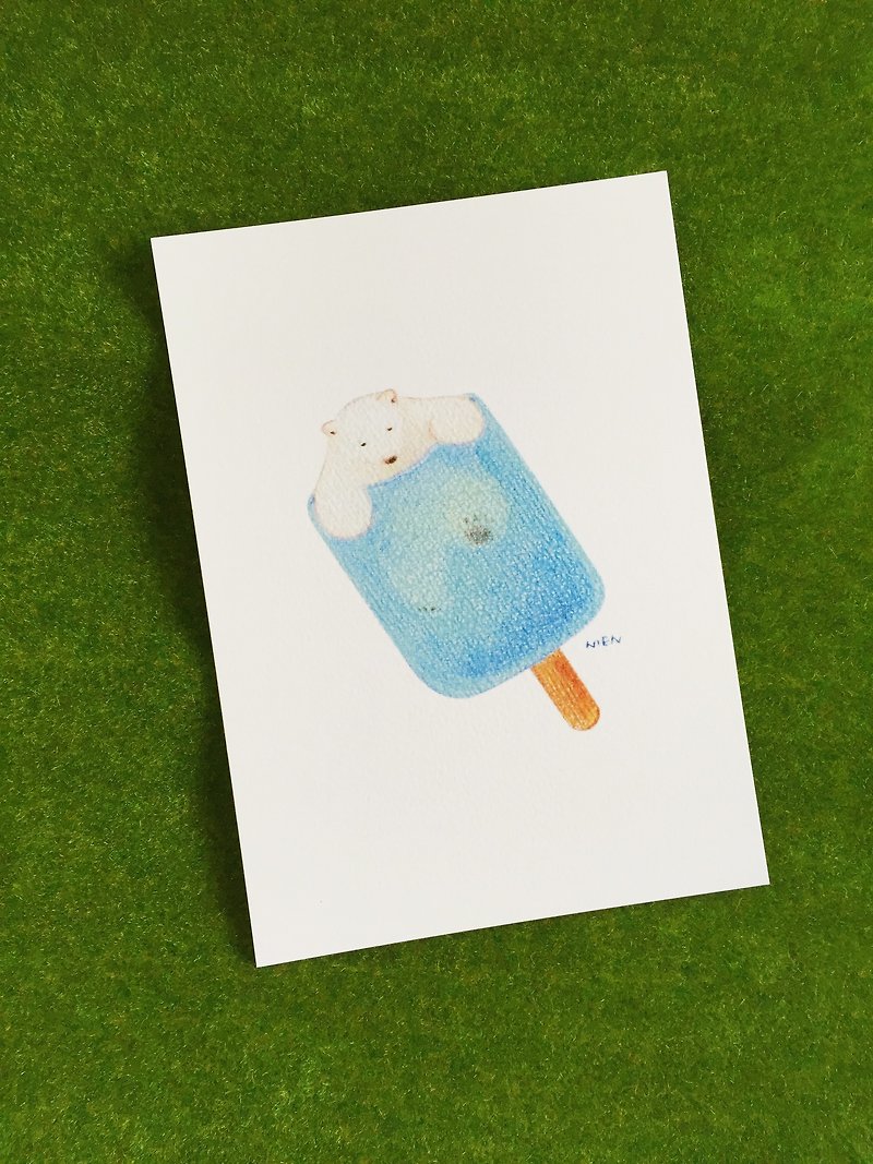 ソーダアイスクリーム ポストカード - カード・はがき - 紙 ブルー