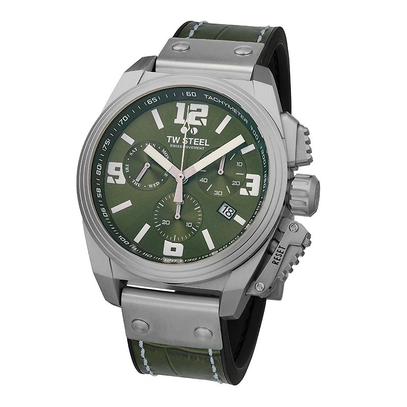 其他金屬 男錶/中性錶 綠色 - SWISS CANTEEN系列 全鋼綠面計時碼錶