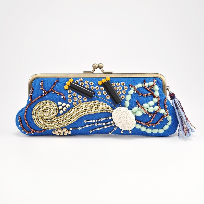 Sparkle and statement glasses and pen case, blue purse, one of a kind,  No,1 - Glasses & Frames - Cotton & Hemp Blue