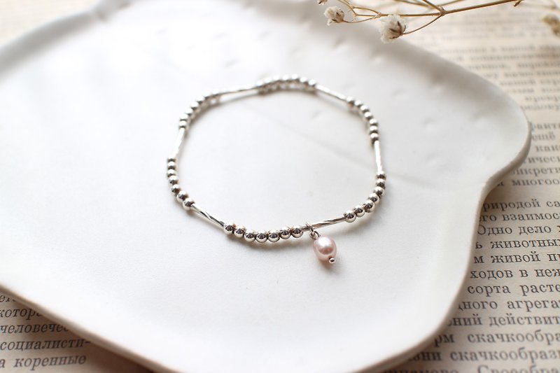 Pearl 925 silver handmade bracelet - Bracelets - Other Metals 