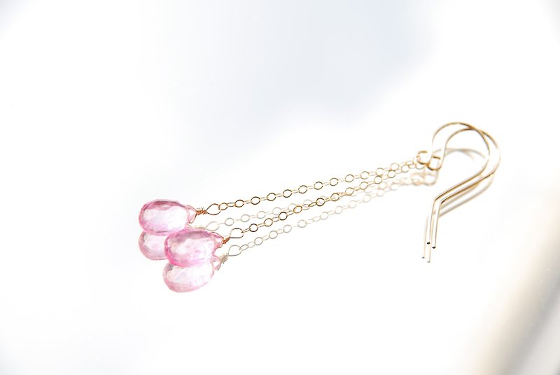 ピンクトパーズの一粒ピアス１４kgf - 耳環/耳夾 - 寶石 粉紅色