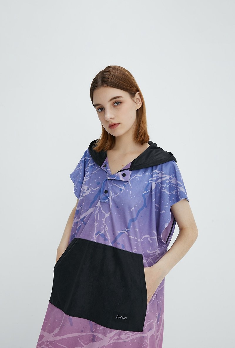 Printed Changing Poncho - Women's Sportswear Tops - Polyester Purple