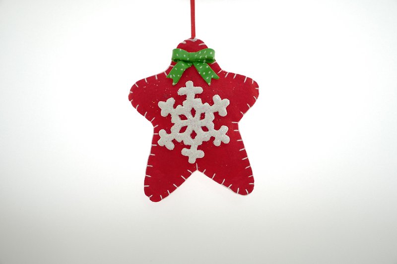 聖誕星星雪花吊飾 - 吊飾 - 其他材質 紅色