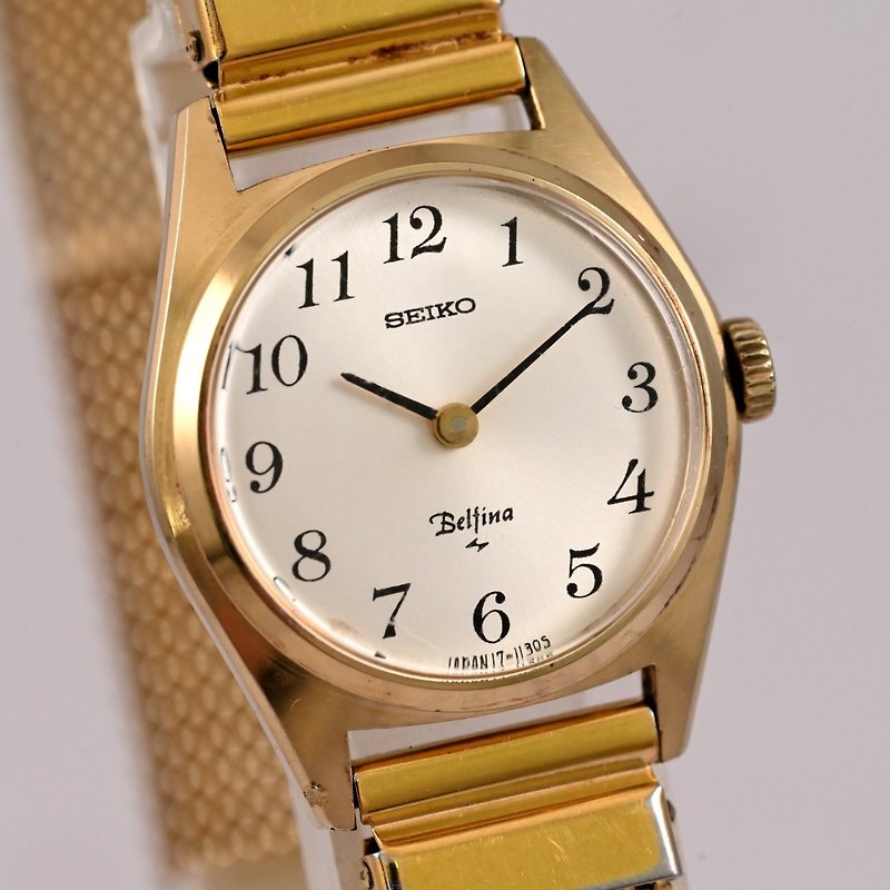 Vintage Seiko Belfina Women's Hand-wound Wristwatch gold delivery from Japan - นาฬิกาผู้หญิง - สแตนเลส สีเงิน