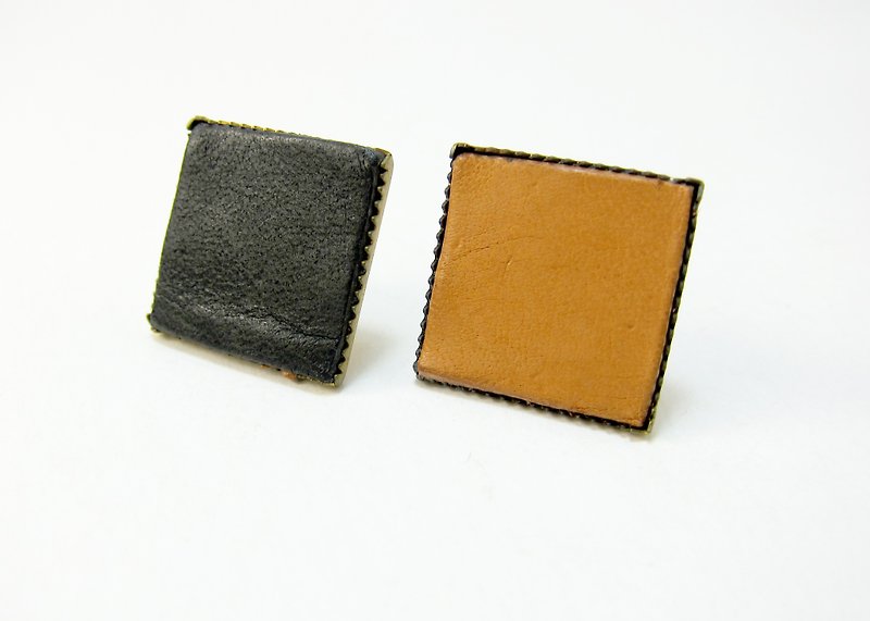 Leather earrings (square) - Earrings & Clip-ons - Genuine Leather Transparent