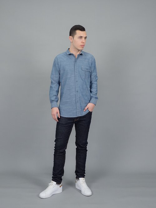 Hancostore FT. Work Shirt (Indigo Blue,Long sleeve) (2 Pcs.) 長袖襯衫