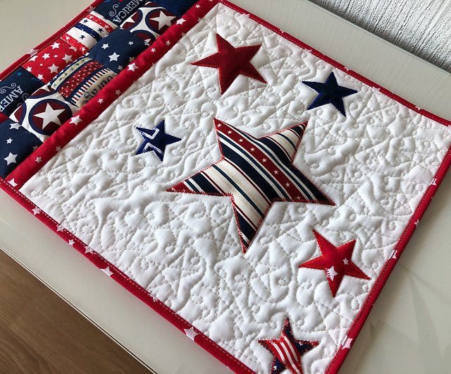 Quilted Placemats**Set of 4 Placemats**Americana**Hostess Gift**Dinner Table Mats**4th of July**Independence Day
