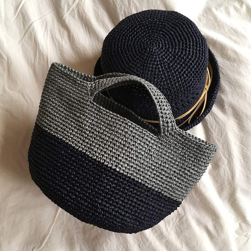 hm2. Lafite paper fiber woven bag. Gray blue - Handbags & Totes - Paper Blue