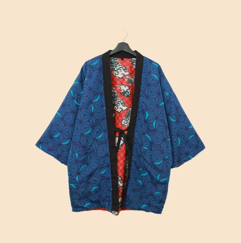 Back to Green-日本帶回袢天-03兩面可穿 萬花筒 與 城 /vintage - 睡衣/居家服 - 棉．麻 