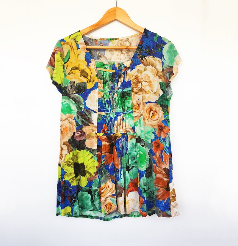 Spring/Summer / Rose Garden Long Top - Women's Tops - Polyester Green