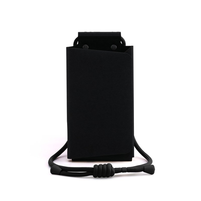 PhonePochette 手機隨身袋 午夜純黑 純素皮革客製 禮物 - 側背包/斜背包 - 其他材質 黑色